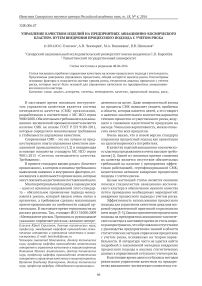 Управление качеством изделий на предприятиях авиационно-космического кластера путем внедрения процессного подхода с учетом риска