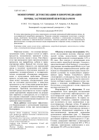 Мониторинг детоксикации и биоремедиации почвы, загрязненной нефтешламом