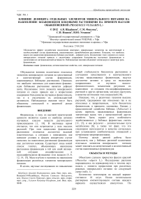 Влияние дефицита отдельных элементов минерального питания на накопление флавоноидов бобовыми растениями на примере фасоли обыкновенной (Phaseolus vulgaris L.)