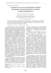 Особенности состава современных споровопыльцевых спектров коренных сосняков разных природных зон