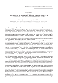 Предприятия легкой промышленности Чкаловской области и Башкирской АССР в послевоенный период (1946- 1950 гг.)