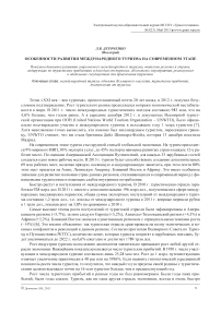 Особенности развития международного туризма на современном этапе