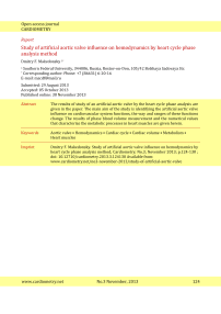 Study of artificial aortic valve influence on hemodynamics by heart cycle phase analysis method