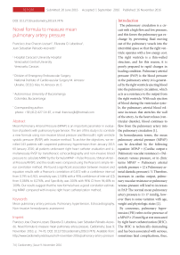 Novel formula to measure mean pulmonary artery pressure