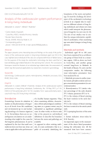 Analysis of the cardiovascular system performance in long living individuals