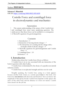 Coriolis Force and centrifugal force in electrodynamics and mechanics