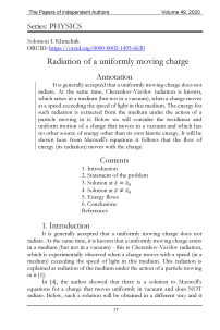 Radiation of a uniformly moving charge