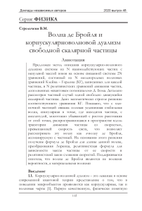 Волна де Бройля и корпускулярно-волновой дуализм свободной скалярной частицы