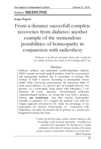 From a distance succesfull complete recoveries from diabetes: another example of the tremendous possibilities of homeopathy in conjunction with radiesthesy