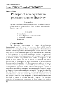 Principle of non-equilibrium processes counter directivity