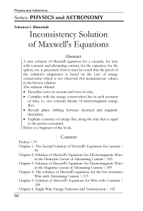 Inconsistency Solution of Maxwell's Equations