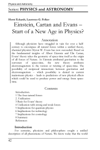 Einstein, Cartan and Evans – Start of a New Age in Physics?