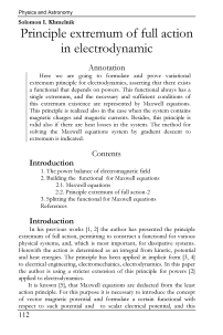 Principle extremum of full action in electrodynamic