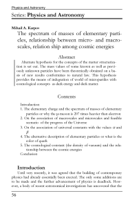 The spectrum of masses of elementary particles, relationship between micro- and macroscales, relation ship among cosmic energies