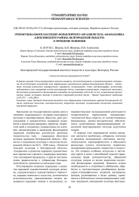 Этномузыкальное наследие фольклорного ансамбля села Афанасьевка Алексеевского района Белгородской области: к проблеме освоения