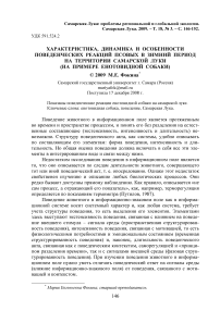 Характеристика, динамика и особенности поведенческих реакций псовых в зимний период на территории Самарской Луки (на примере енотовидной собаки)