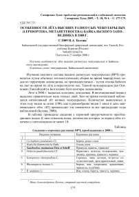 Особенности лёта высших разноусых чешуекрылых (Lepidoptera, Metaheterocera) Байкальского заповедника в 2008 г.