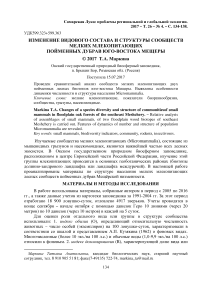 Изменение видового состава и структуры сообществ мелких млекопитающих пойменных дубрав юго-востока Мещеры