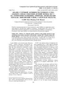 Анализ суточной активности степного сурка (Marmota bobak) в весенне-летний период 2017 г. на территории памятника природы "Подвальские террасы" (Шигонский район, Самарская область)