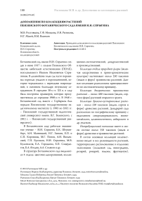 Дополнения по коллекциям растений Пензенского ботанического сада имени И.И. Спрыгина