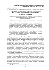 О некоторых закономерностях в распространении ящерицы Линдгольма (Sauria, Lacertidae) на юго-восточном побережье Крыма