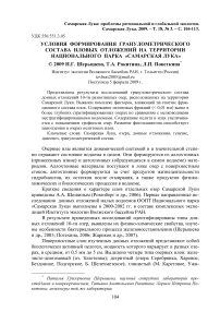 Условия формирования гранулометрического состава иловых отложений на территории национального парка "Самарская Лука"