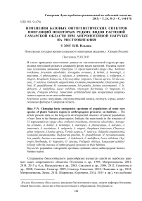 Изменения базовых онтогенетических спектров популяций некоторых редких видов растений Самарской области при антропогенной нагрузке на местообитания