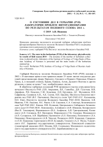 О состоянии дел в гербарии (PVB) лаборатории проблем фиторазнообразия по результатам полевого сезона 2014 г