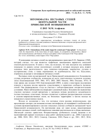 Энтомофауна песчаных степей центральной части Приволжской возвышенности