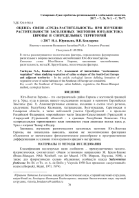 Оценка связи "среда-растительность" при изучении растительности засоленных экотопов юго-востока Европы и сопредельных территорий