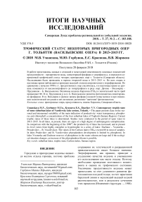 Трофический статус некоторых пригородных озер г. Тольятти (Васильевские озера) в 2013-2015 гг