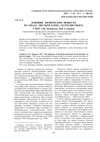 Влияние химических веществ из опада листьев клена остролистного