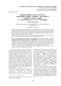 Демографическая структура ценопопуляций адониса весеннего (Adonanthe vernalis (L.) Spach) в Самарском Высоком Заволжье