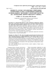 Ценность особо охраняемых природных территорий в ранге памятников природы регионального значения Самарской области (на территории Хворостянского района)