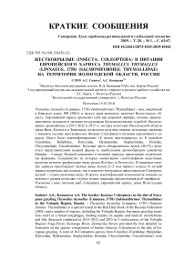 Жесткокрылые (Insecta: Coleoptera) в питании европейского хариуса Thymallus thymallus (Linnaeus, 1758) (Salmoniformes: Thymallidae) на территории Вологодской области, Россия