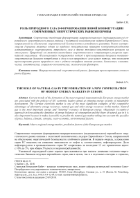 Роль природного газа в формировании новой конфигурации современных энергетических рынков европы