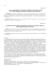 Классификация угрозообразующих факторов в сфере государственно-частного партнерства в России