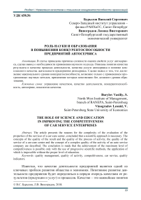 Роль науки и образования в повышении конкурентоспособности предприятий автосервиса