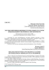 Организация инновационных региональных кластеров международного значения в Санкт-Петербурге