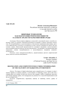 Цифровые технологии как фактор конкурентоспособности в аспекте зрелости маркетинговой среды