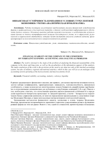 Финансовая устойчивость компании в условиях турбулентной экономики: учетно-аналитическая проблематика