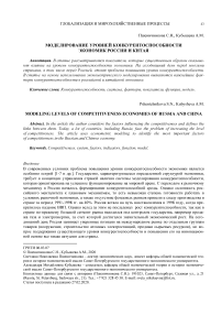 Моделирование уровней конкурентоспособности экономик России и китая