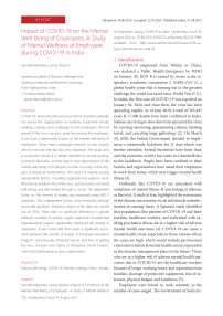 Impact of COVID-19 on the Mental Well-Being of Employees: A Study of Mental Wellness of Employees during COVID-19 in India