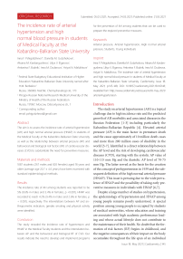 The incidence rate of arterial hypertension and high normal blood pressure in students of medical faculty at the Kabardino-Balkarian State University