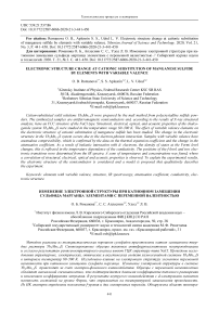 Electronic structure change at cationic substitution of manganese sulfide by elements with variable valence