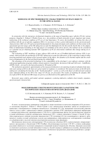 Modeling of spectroerergetic characteristics of space objects in the optical range