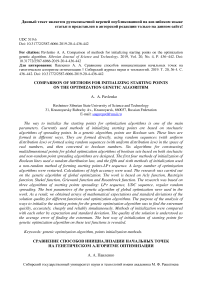 Сравнение способов инициализации начальных точек на генетическом алгоритме оптимизации