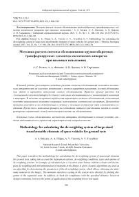 Методика расчета системы обезвешивания крупногабаритных трансформируемых элементов космических аппаратов при наземных испытаниях