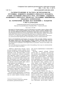 Распространение и частота встречаемости трутовика ложного дубового (Phellinus igniarius), губки сосновой (Phellinus pini), трутовика ложного осинового (Phellinus tremulae), трутовика швейнитца (Phaeolus schweinitzii) на территории лесных насаждений г. Тольятти