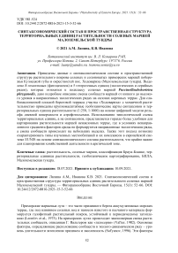 Синтаксономический состав и пространственная структура территориальных единиц растительности соленых маршей Малоземельской тундры